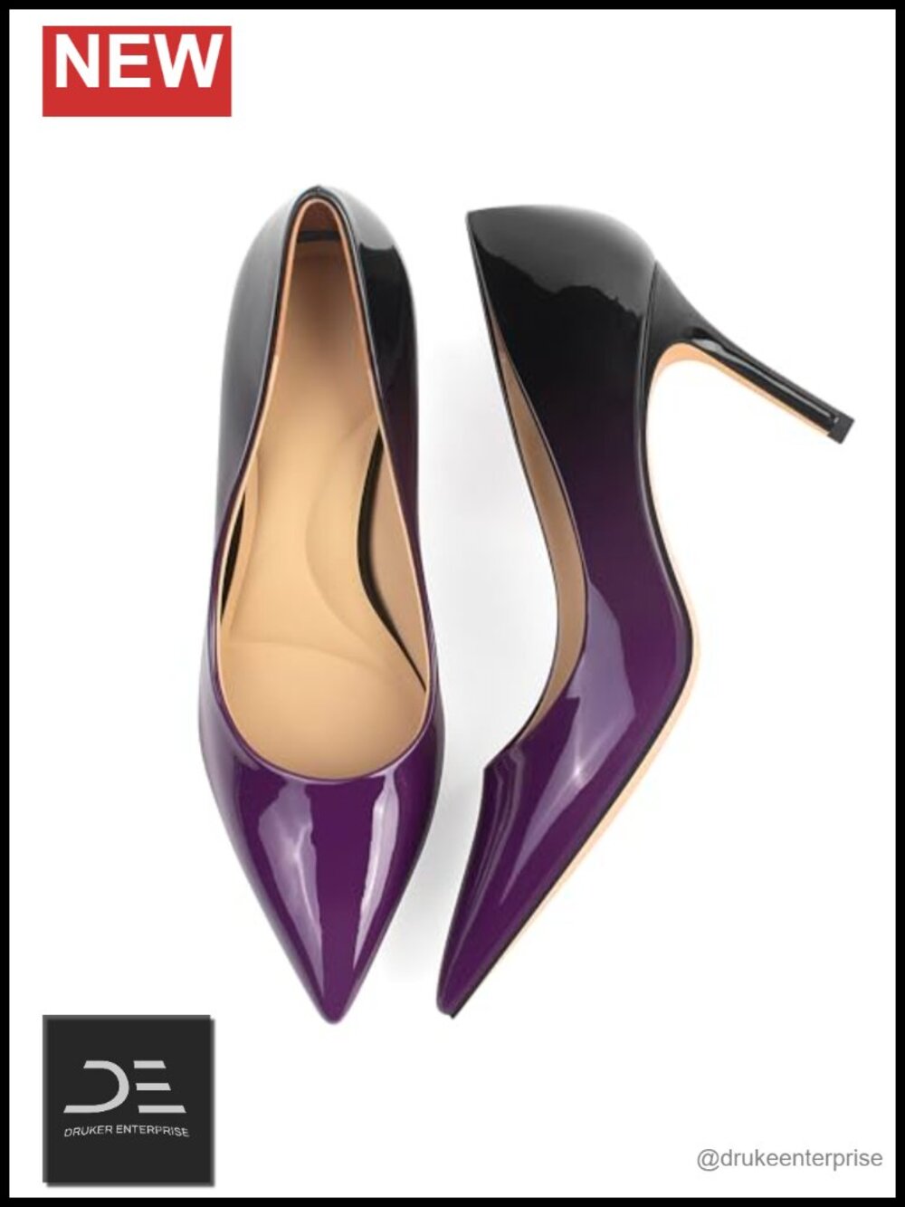 Gradient Patent Leather Women's Pointed Toe Stiletto Heels 3.25" Pumps